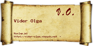Vider Olga névjegykártya